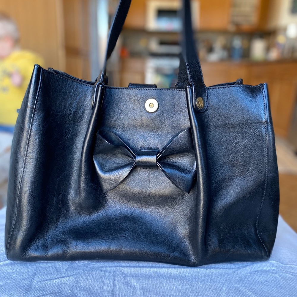 RED Valentino Black Tote Bag with Bow